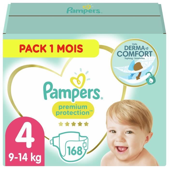 PAMPERS Premium Protection Taille 4 8-16 kg - 168 Couches - Pack 1 Mois -  Cdiscount Puériculture & Eveil bébé