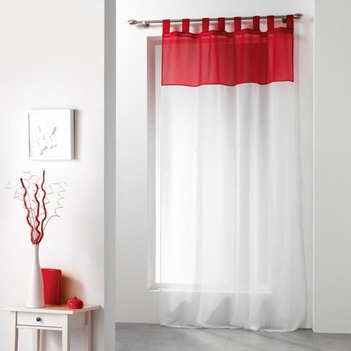Paris Prix Rideau Voilage Duo 140x240cm Blanc Carmin Rouge