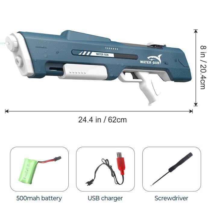 Pistolet à Eau électrique Automatique – Batterie Li-ion 500 MAh, Capacité 280 Ml, Portée 8-10 M – Été, Plage, Piscine