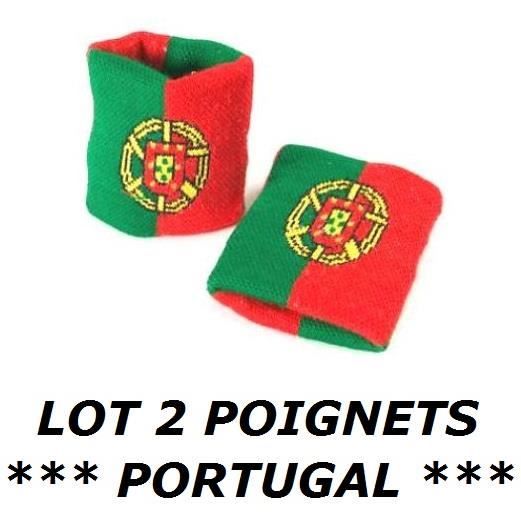 LOT 2 BRACELETS PORTUGAL PORTUGAIS Poignet éponge Sport Football Jogging Tennis No maillot drapeau écharpe fanion casquette ...
