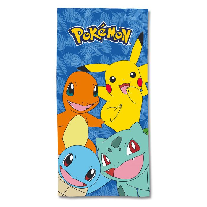 Serviette De Bain Pokémon Pikachu & Carapuce 75x150 Cm - Tissu Doux Et Absorbant - Pour Enfants Et Fans