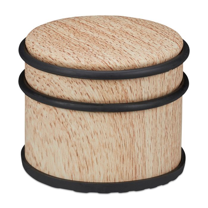 Relaxdays Butoir De Porte, Lourdes Portes & Fenêtres, En Acier INOX & Caoutchouc, Aspect Boisé, ∅ 9,5 Cm, Brun Foncé, 1 Unité