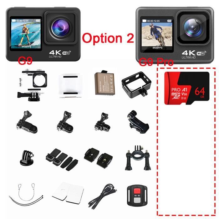 Caméra d'action 4K 60FPS 24MP EIS 2.0,double écran tactile LCD,WiFi,étanche,télécommande,Zoom  4X,pour le sport- Option 2-G9Pro - Cdiscount Appareil Photo