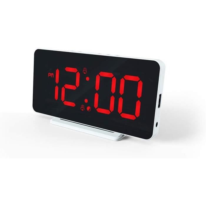 Réveils - Amusante horloge avec port de recharge USB, 2 alarmes, écran