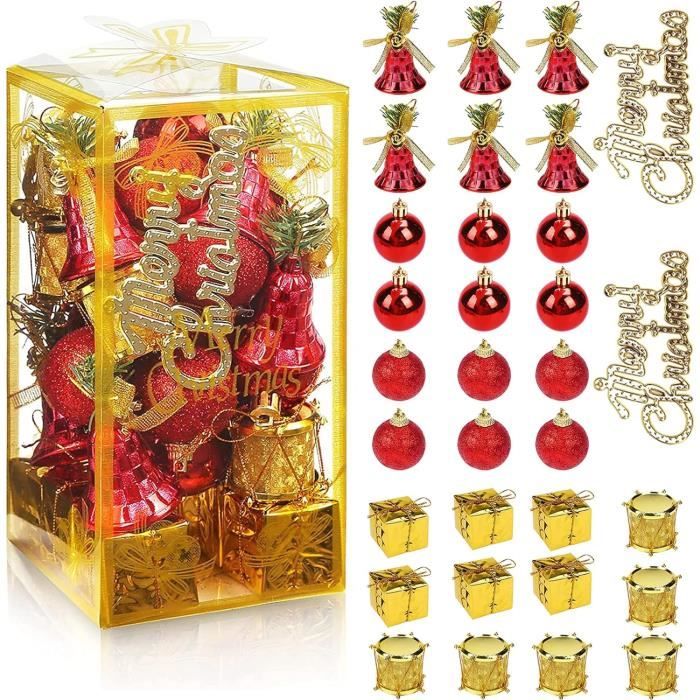 Boule de Noel Lot Boule de Noel Rouge Doré Boules de Noël en Plastique