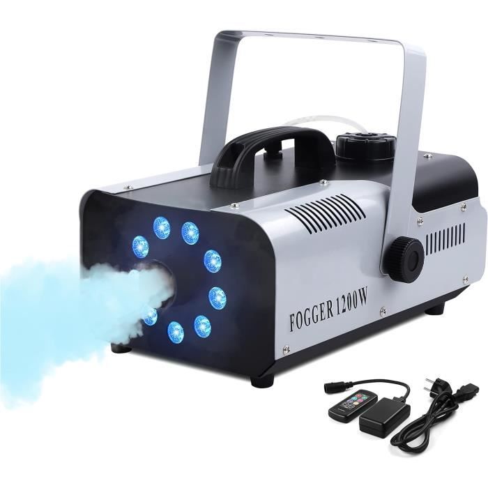 Machine A Fumée Portable UKing 4PCS 600W Machine à Fumée Avec 5 RGB LED Lumières Contrôlables En Accessoire Halloween Noël Mariage