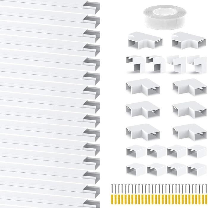 Goulotte De Câble 60x40mm 10m PVC - Cache-Câble Mural Blanc Pour Organisation Parfaite
