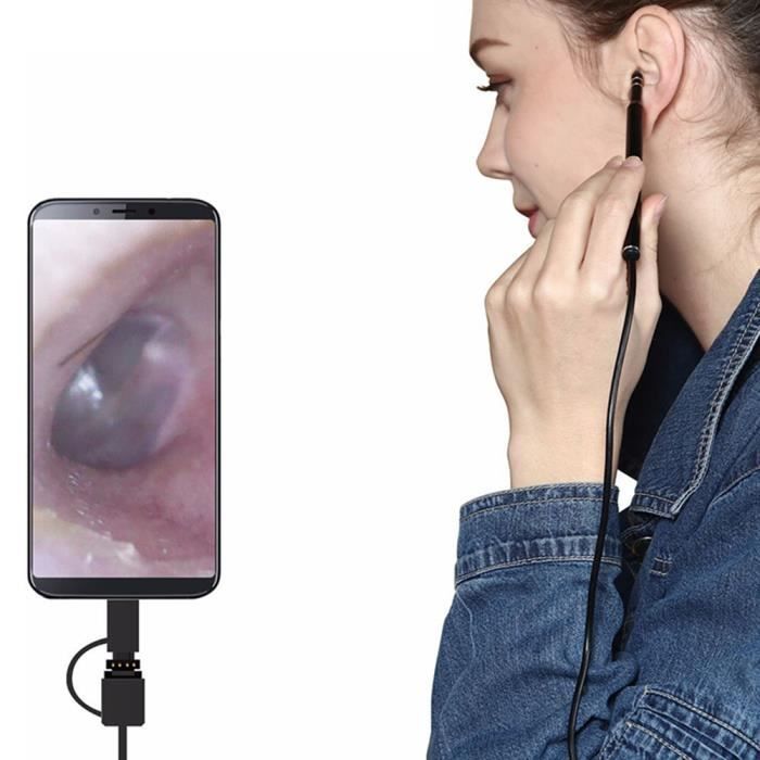 Endoscope de cuillère d'oreille Otoscope de nettoyage d'oreille de caméra d'endoscope HD USB de cuillère son fixation - SURENHAP