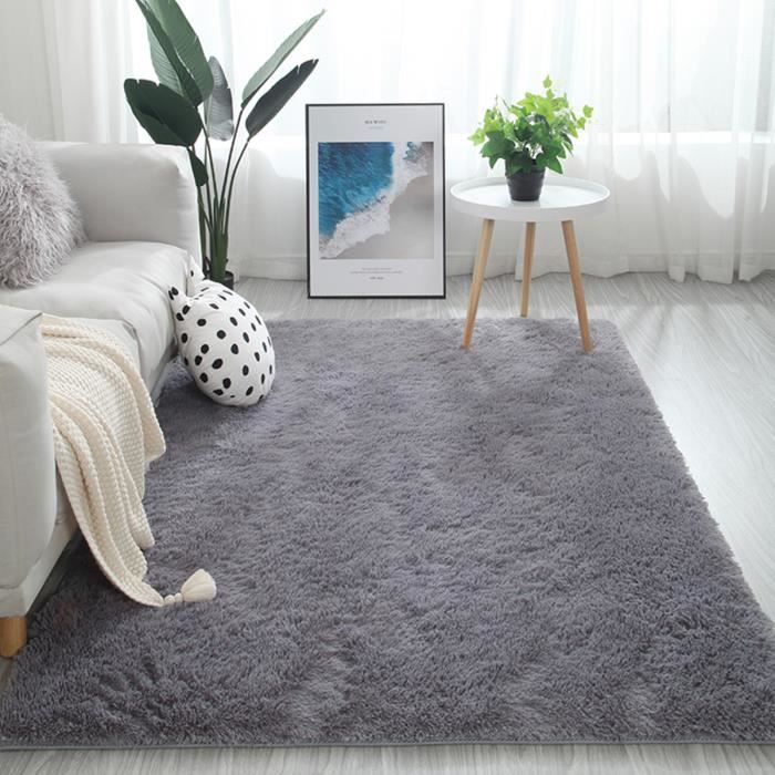 tapis de salon shaggy anti derapage absorbant pour chambre bureau decoration gris 100x160cm achat vente tapis cdiscount