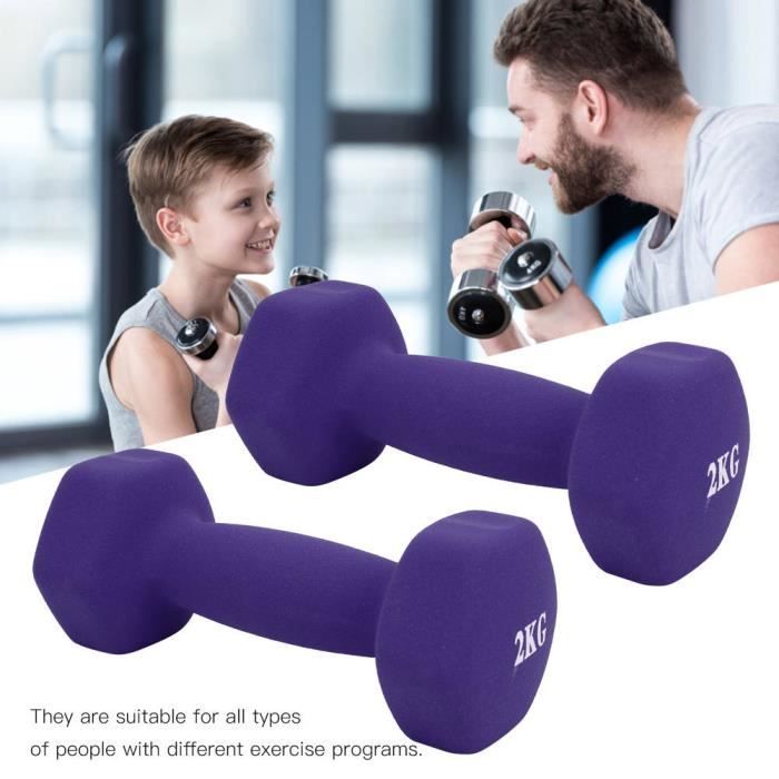Haltère Hexagonale 2 Kg - Haltère En Caoutchouc Antiroulis Avec Poignée Ergonomique