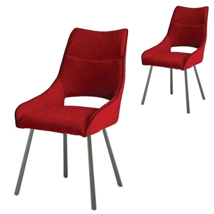 chaises de cuisine - tousmesmeubles - duo métal/tissu rouge - confort ergonomique