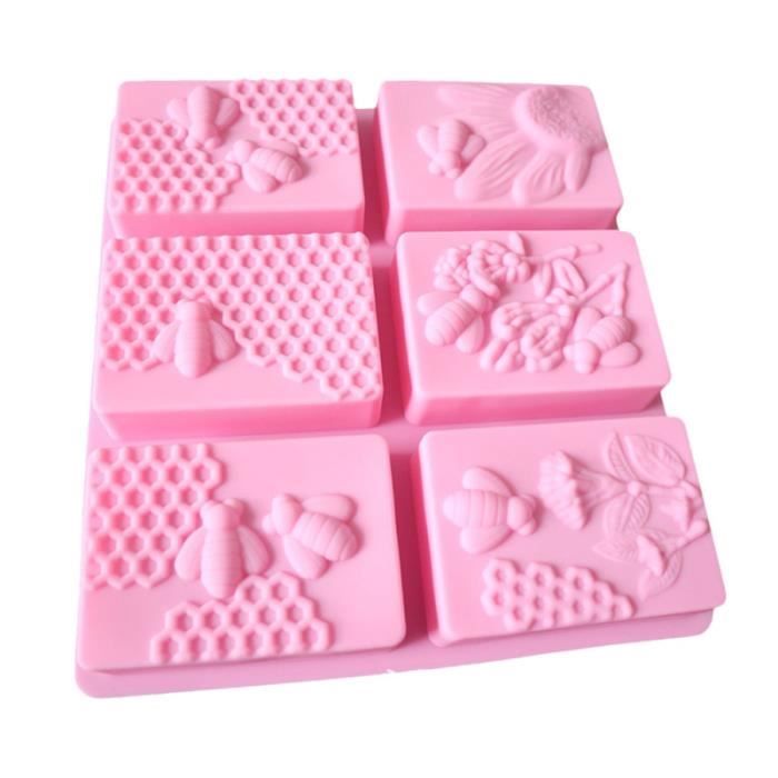 Moule Silicone 4 Hexagone 3D Pour Gâteau, Savon, Chocolat - Résistant -40°C à 230°C, Couleur Aléatoire