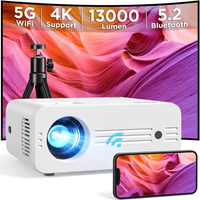 Vidéoprojecteur 4K WiFi 6 Et Bluetooth 5.4 - Full HD 1080P Natif - Portable Avec Correction Automatique Et Son Surround
