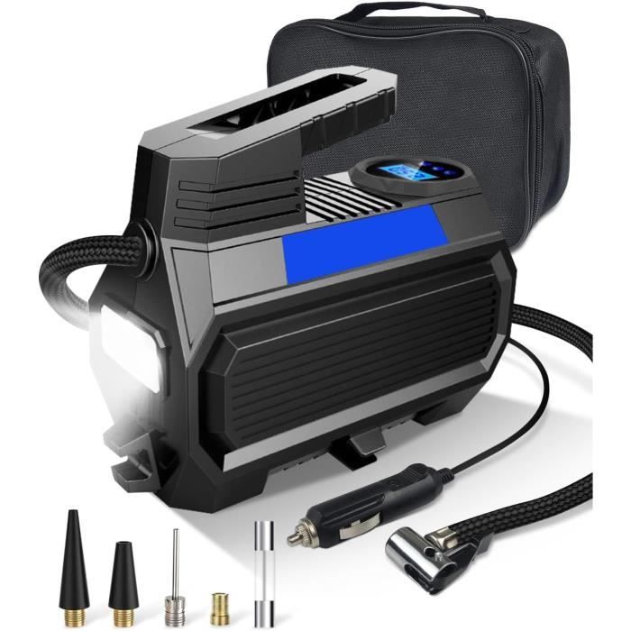Gonfleur De Pneu De Voiture Portable 12V, Compresseur D'air Avec Manomètre Et Lumière LED, Prise