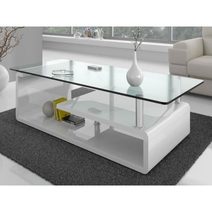 Table Basse Rectangulaire Design En Verre Vora Blanc Laque Achat
