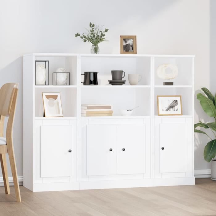 vidaXL Buffets 3 pcs blanc bois dingénierie 3185303