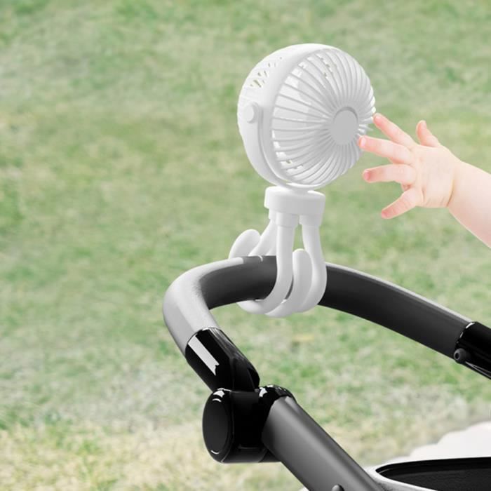 Ventilateur à Clip Rotatif 360° - 3 Vitesses, Pour Poussette, Guidon Vélo, Portable Et Rechargeable USB - 8