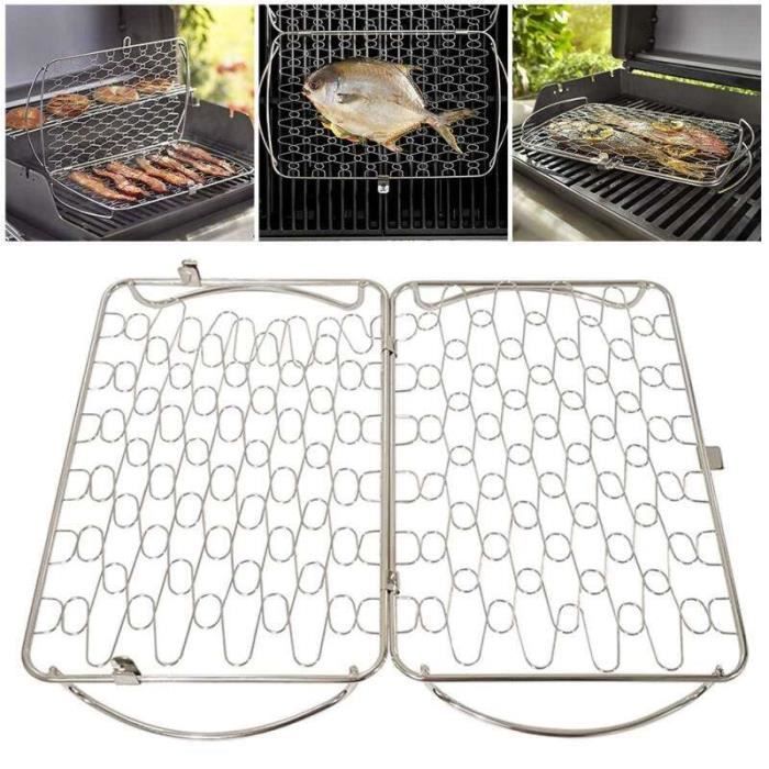 2 Paniers Grillades Légumes - Anti-chute, Pliable, Pour BBQ Et Camping