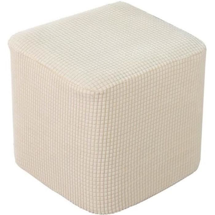 Housse De Protection Pour Pouf Carré - Taille ~35x35 Cm - Tissu élastique à Carreaux - Lavable En Machine