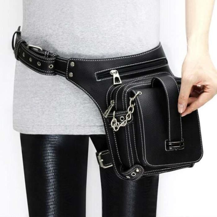 QIYUANT Sacoche De Cuisse Moto Étanche - Sac Banane Tactique Géométrique Homme/Femme, Multifonction