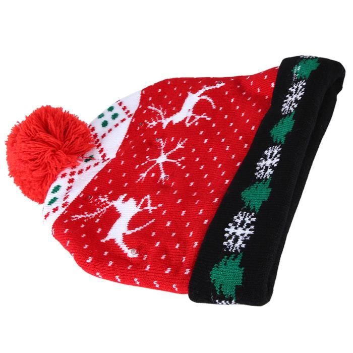 LEF Chapeau de Noël tricoté élégant et lumineux pour les