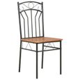 Lot de 6 chaises de salle à manger - OVONNI - Style contemporain Scandinave - Marron MDF - Pieds en métal-1