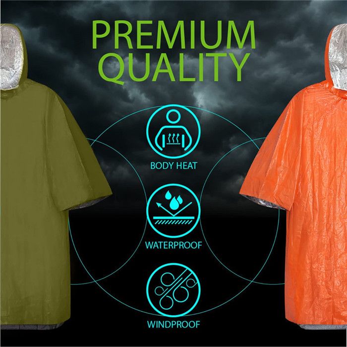 Poncho De Survie D'urgence Imperméable – Mylar Aluminium, Réversible, 100x125cm, Lot De 5 Ou 10