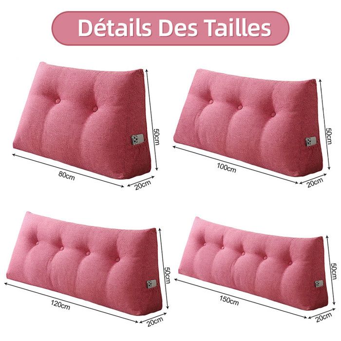 Coussin de Soutien Réglable, Appui-Tête en Coton et Lin, Dossier Triangle, Coussin Lombaire, Coussins pour Canapé, Chaise de Bureau, Lecture, Lit, Coussin de Repos, Coussin Décoratif