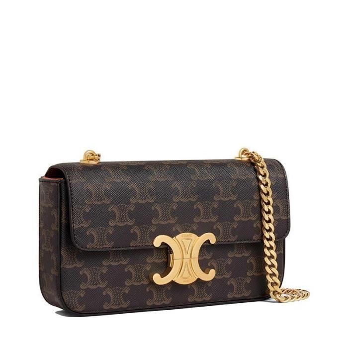 Celine CELINE femme brun arc de triomphe cuir vintage sac a bandouliere 197992DQW 04LU Cdiscount Bagagerie Maroquinerie