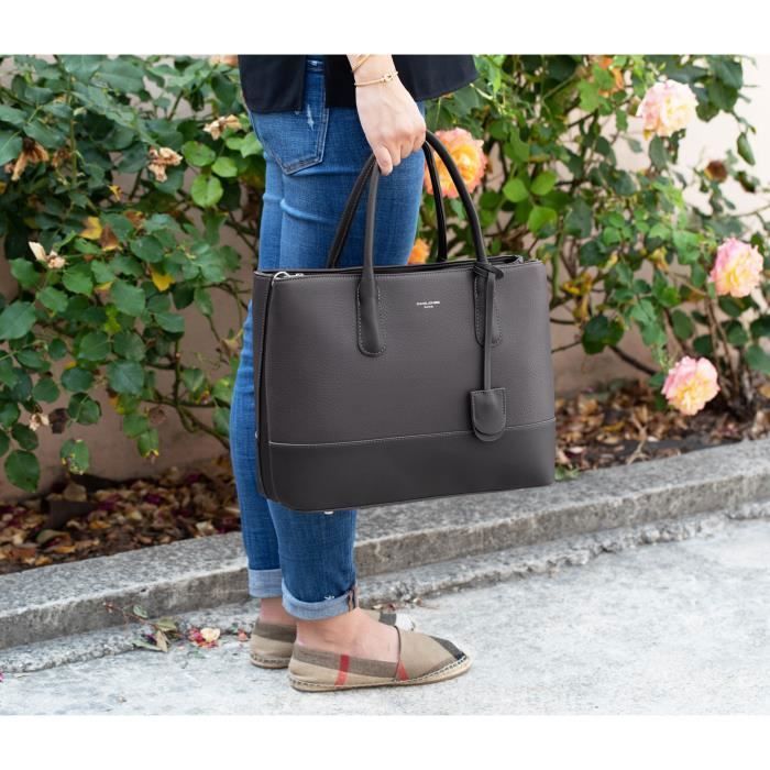 Grand Sac Main Fourre Tout 2 Compartiments Gris Achat