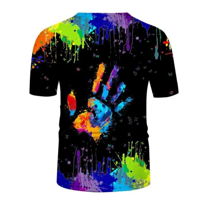 3D Hommes T Shirts T Shirt Homme Imprime Manches Courtes de Style Creatif Graffiti Imprime Tops Tee Unisexe Multicolore XXXXL Multicolore Cdiscount Pret a Porter