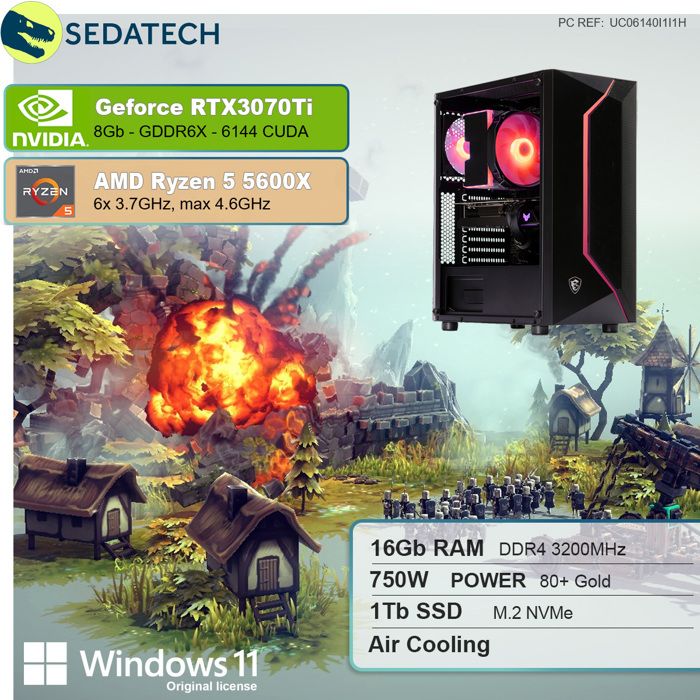 PC Gaming, AMD Ryzen 5, RX 5700, 250Go SSD NVMe1