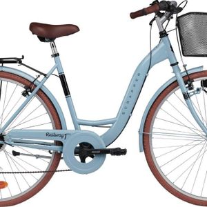 Vélo De Ville Femme 26'' Cantaloupe Bleu Avec Panier TC 48 Cm