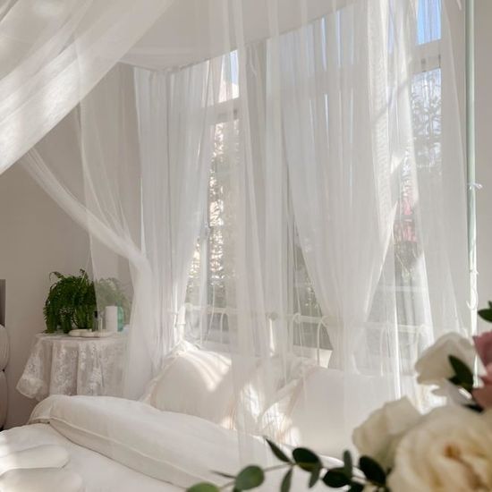 Moustiquaire De Lit Double 200x220cm - Protection Anti-moustiques Pour Intérieur Et Extérieur, Blanche