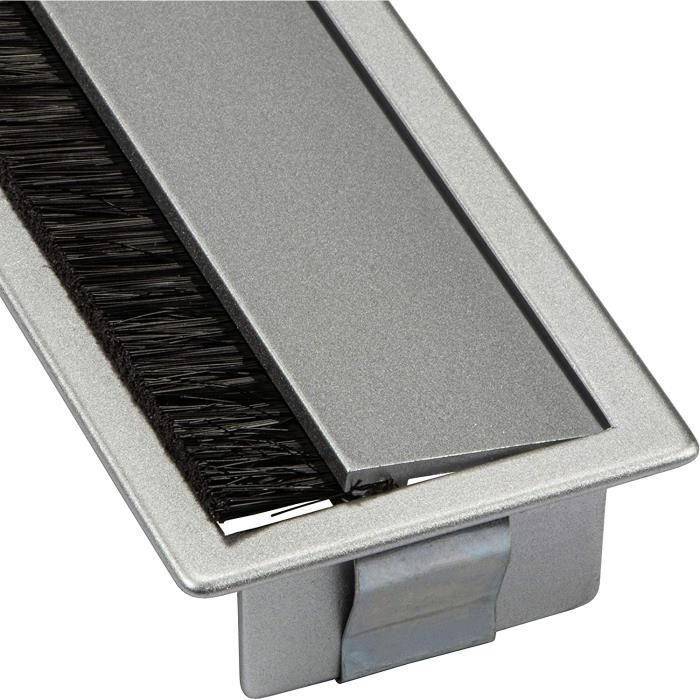 Passe-Câble Métal Carré Noir Ø80mm - Pour Table Et Plan De Travail - 2 Parties