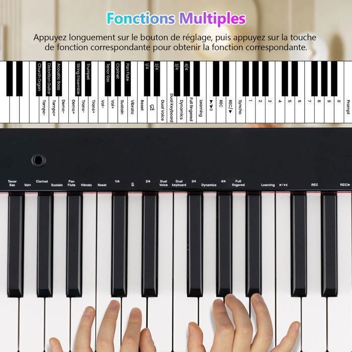 GOPLUS Piano Numérique 61 Touches Sensible Au Toucher Avec Bluetooth - Kit Complet Avec Sac, Écouteurs Et Haut-parleurs