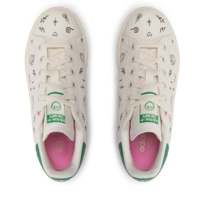 Chaussures ADIDAS Stan Smith J Creme Femme Adulte Cuir Lacets Plat Beige Cdiscount Chaussures