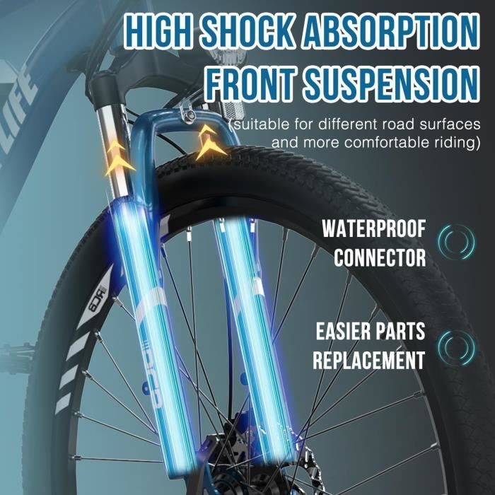 Vélo électrique RCB E-bike 26 - 7 Vitesses Max 25km/h - Batterie amovible  36V 12 Ah 250W - RK15-Bleu - Cdiscount Sport