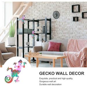 Décoration Murale Gecko En Résine - Sculpture Lézard Coloré 15cm - Symbole De Chance Pour Intérieur/extérieur