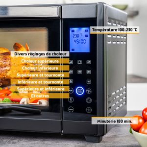 Mini Four 60 Litres 2200W Argent - SMF60MX, 4 étages, Tournebroche, Multifonction, Thermostat Jusqu'à 230°C