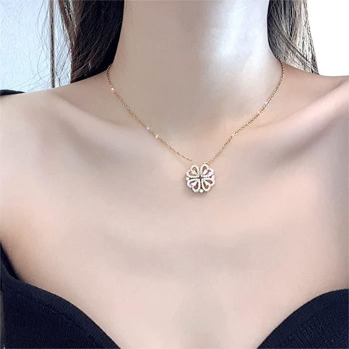 Collier Trèfle Femme Parure Trèfle 4 Feuilles - Collier, Bracelet, Boucles D 'oreilles Et Bague Collier Femme Acier Inoxydable Collier Trèfle Femme Parure Trèfle 4 Feuilles - Collier, Bracelet, Boucles D 'oreilles Et Bague Collier Femme Acier Inoxydable