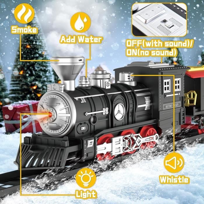 Train électrique en plastique 1:16 avec lumières musicales pour enfants