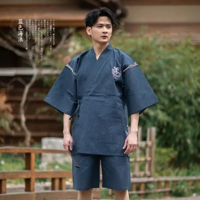 Ensemble Pyjama Traditionnel Japonais pour Homme Kimono en Coton Vetements de Maison Peignoir Loisirs HL25 B28366 Blanc Cdiscount Pret a Porter