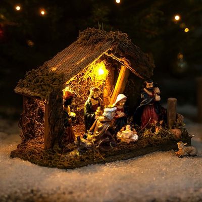 Ensembles de crèche de nol en résine, 11 pièces, ornements de nol vifs et réalistes, cadeaux pour décoration de bureau de vacances