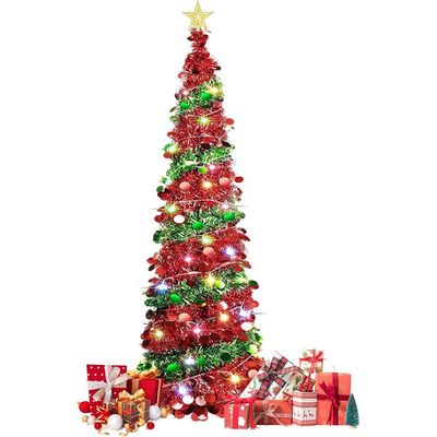 Sapin De Noël Pré-éclairé Pliable 5ft (1.5m) – Design Pop-up, USB, Léger, Pour Maison, Bureau