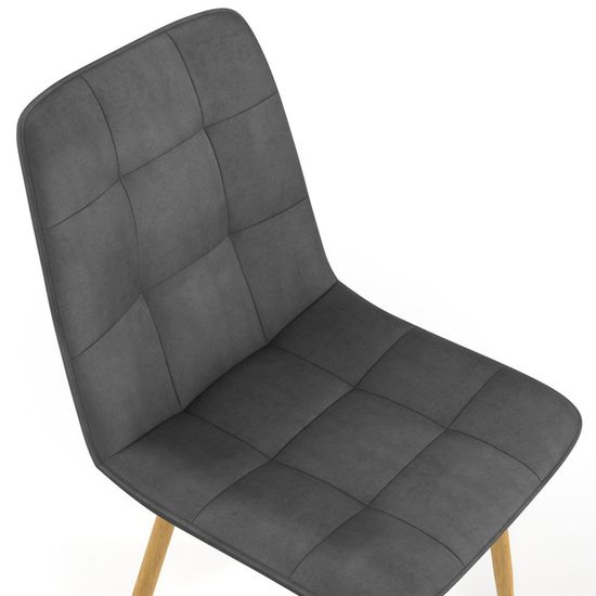 Lot De 6 Chaises MILA En Velours Gris Foncé - Pour Salle à Manger - Dimensions 46x55x88 Cm