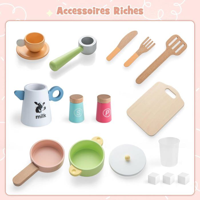 vente unique Cuisine Enfant en Bois avec Effets Sonores et Lumières avec Machine