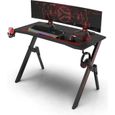 Dripex Bureau Gamer - Table de jeu avec grande surface - GAMING Bureau en fibre de carbone, Noir et rouge, 110x75x55cm-0