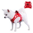 Adorable harnais pour chien à motif de fleurs de style japonais, vêtements d'été pour petits chiens, portables et légers.--S, rouge -0