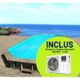 Piscine bois " Cancun " - 6.53 x 4.41 x 1.45 m + Pompe à chaleur réversible "Simplicity by Hayward" ON-OFF - 5 kW - Blanc-0